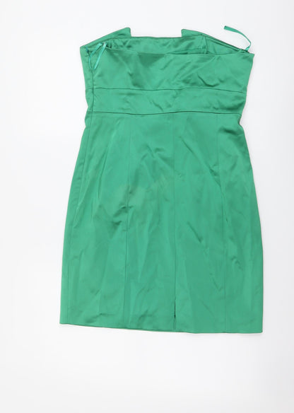 Coast Womens Green Polyester Mini Size 12 Off the Shoulder Zip