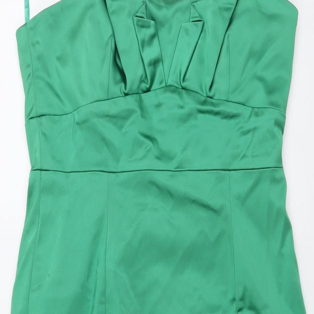 Coast Womens Green Polyester Mini Size 12 Off the Shoulder Zip