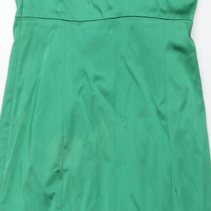Coast Womens Green Polyester Mini Size 12 Off the Shoulder Zip