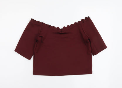Womens UK Size 12 New Look Red Cropped Blouse