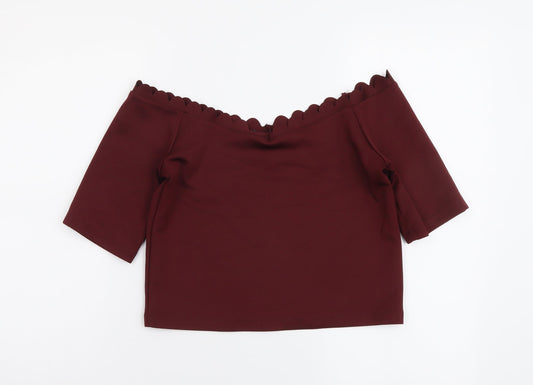 Womens UK Size 12 New Look Red Cropped Blouse