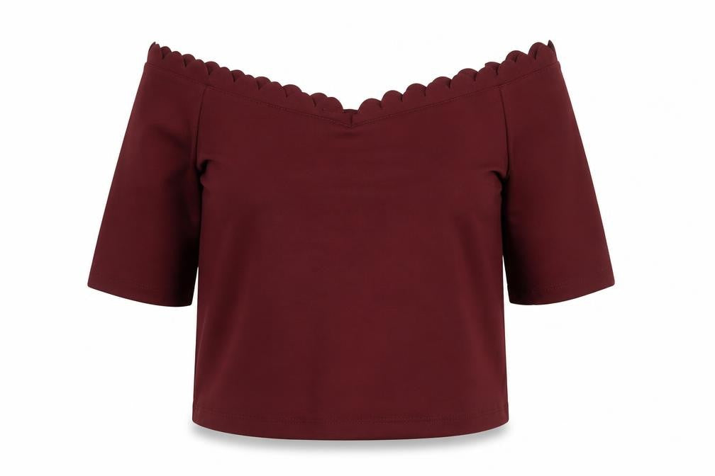 Womens UK Size 12 New Look Red Cropped Blouse