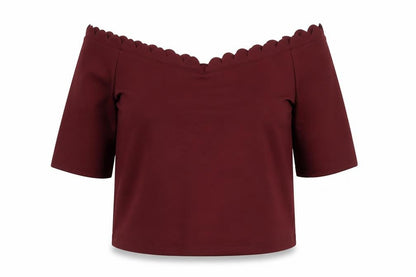 Womens UK Size 12 New Look Red Cropped Blouse
