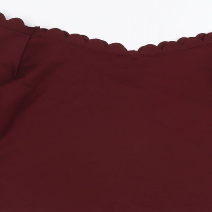 Womens UK Size 12 New Look Red Cropped Blouse