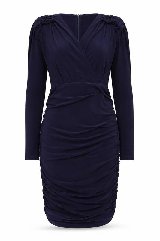 AX Paris Womens Blue Polyester Bodycon Size 10 V-Neck Zip