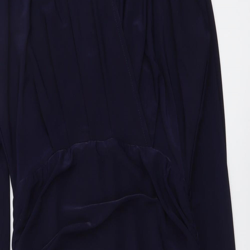 AX Paris Womens Blue Polyester Bodycon Size 10 V-Neck Zip