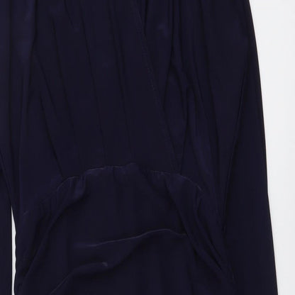 AX Paris Womens Blue Polyester Bodycon Size 10 V-Neck Zip