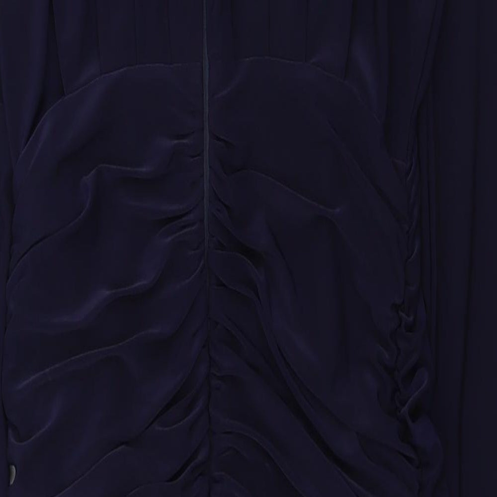 AX Paris Womens Blue Polyester Bodycon Size 10 V-Neck Zip