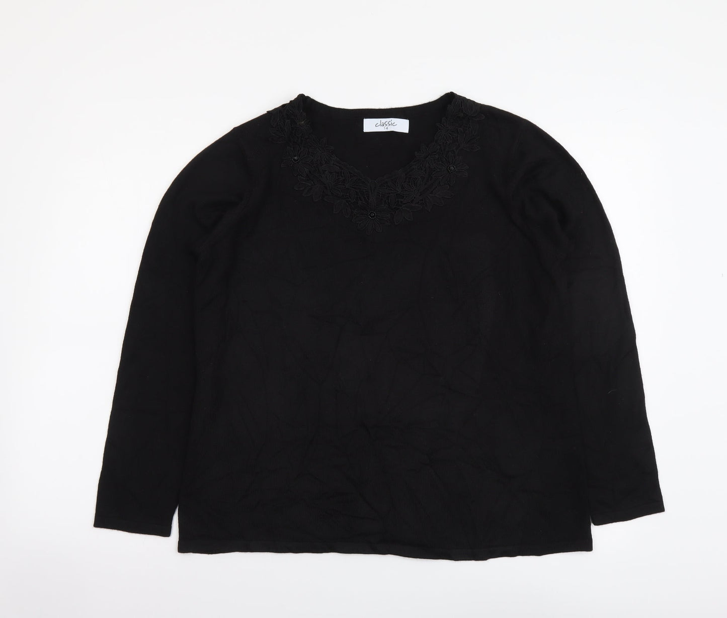 Womens UK Size 14 Classic Black Pullover Jumper