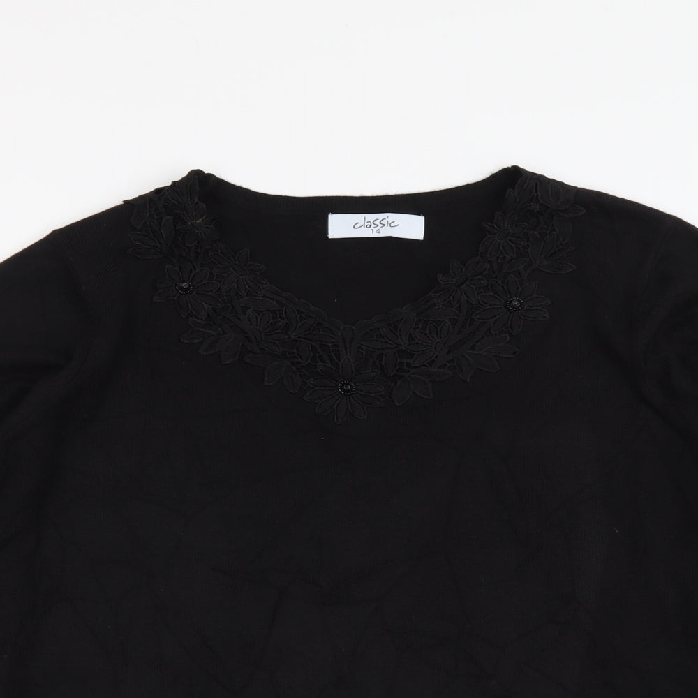Womens UK Size 14 Classic Black Pullover Jumper