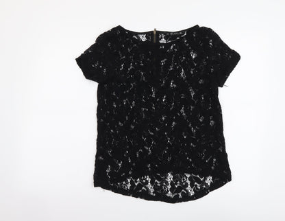 Womens UK Size S Zara Black Basic Blouse