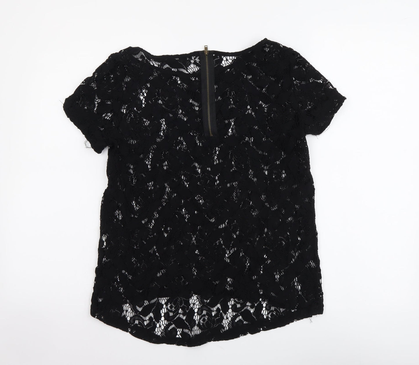 Womens UK Size S Zara Black Basic Blouse