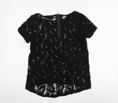 Womens UK Size S Zara Black Basic Blouse