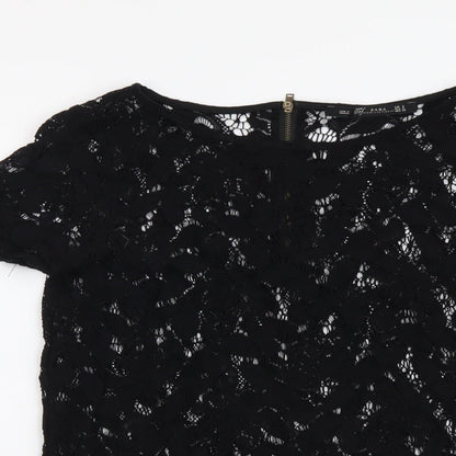 Womens UK Size S Zara Black Basic Blouse