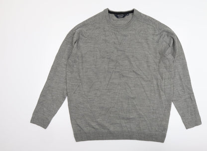 Kensington Mens Grey Round Neck Acrylic Pullover Jumper Size 2XL