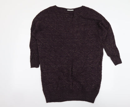 TU Womens Purple Boat Neck Acrylic Shrug Jumper Size 10