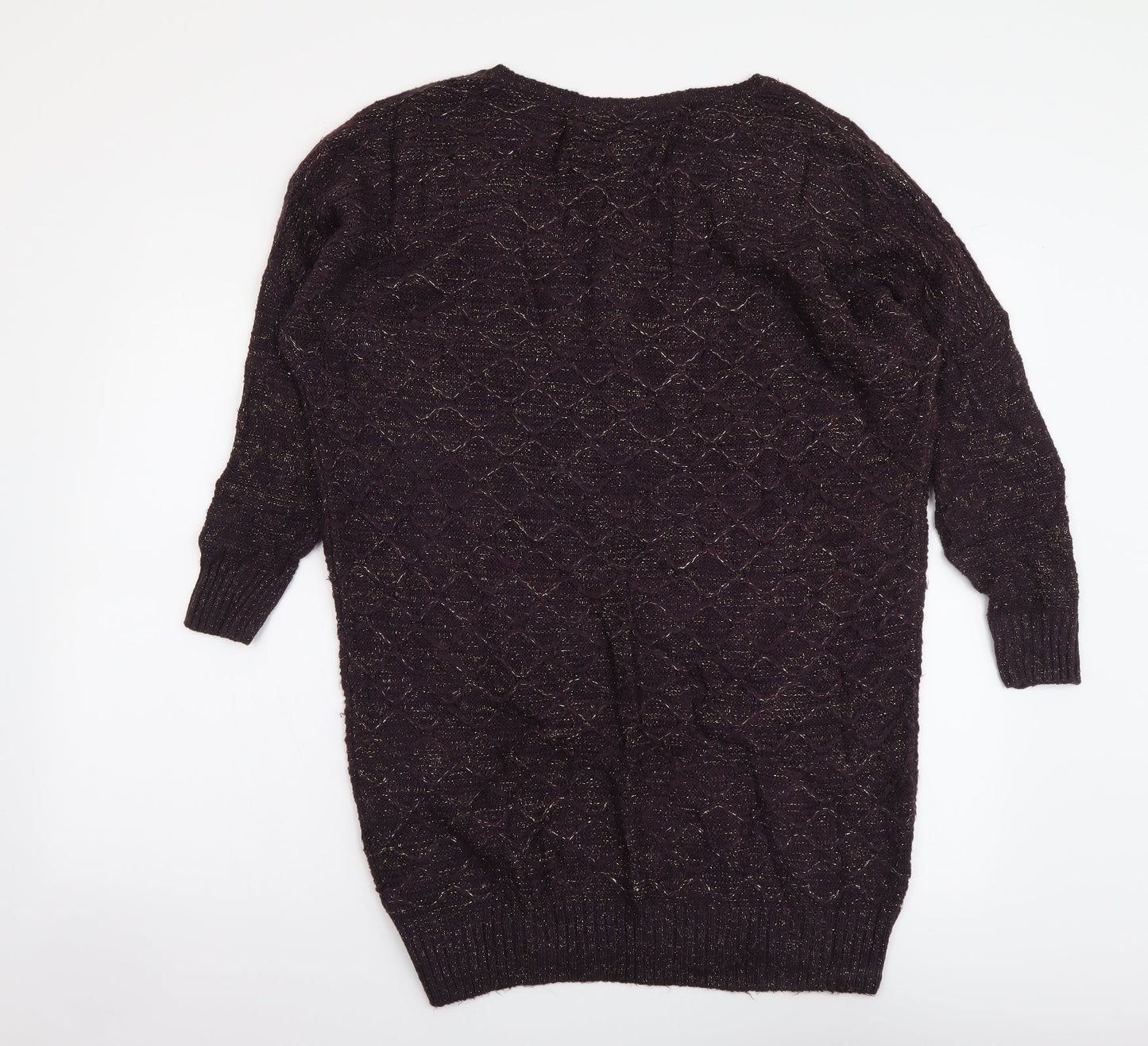 TU Womens Purple Boat Neck Acrylic Shrug Jumper Size 10