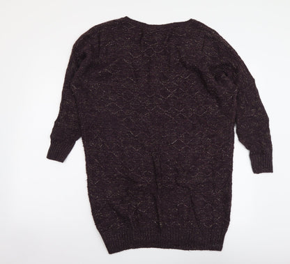 TU Womens Purple Boat Neck Acrylic Shrug Jumper Size 10