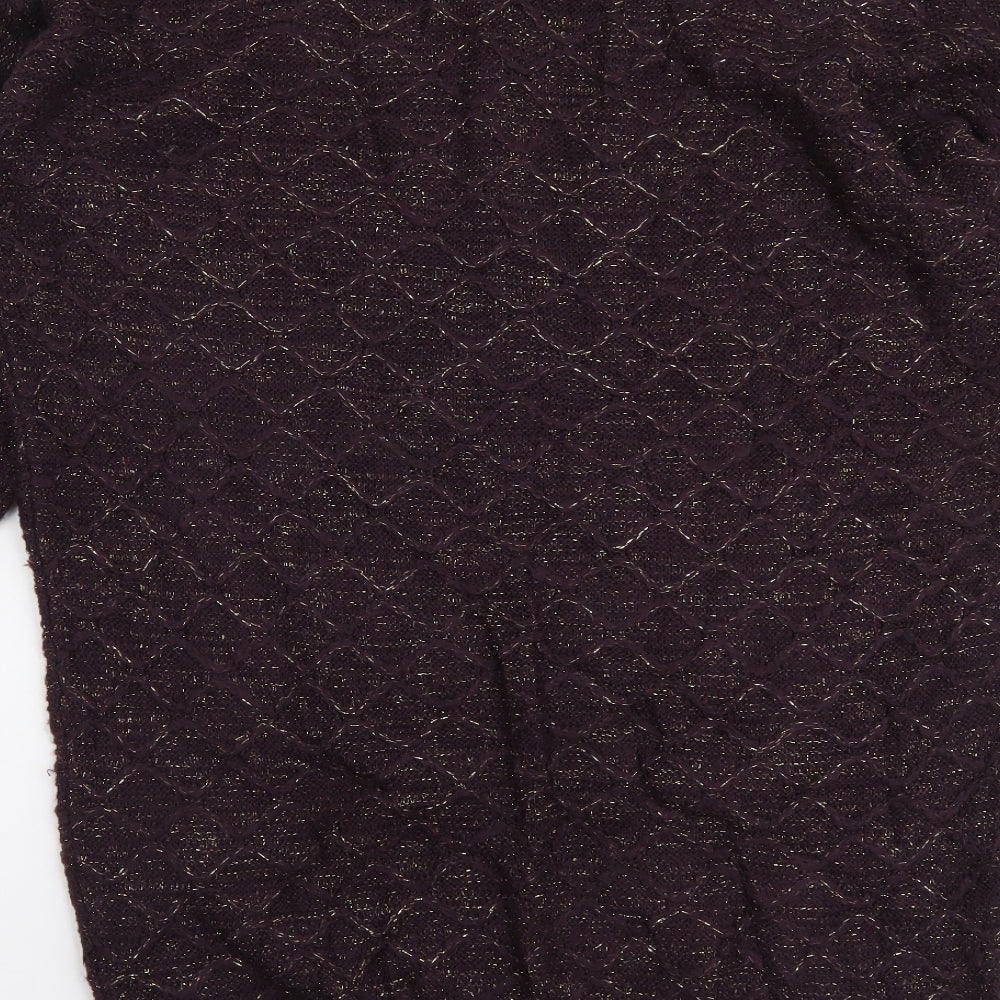 TU Womens Purple Boat Neck Acrylic Shrug Jumper Size 10