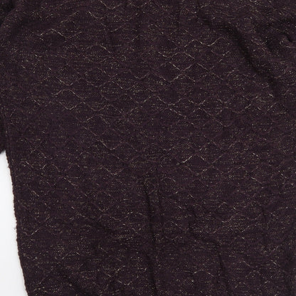 TU Womens Purple Boat Neck Acrylic Shrug Jumper Size 10