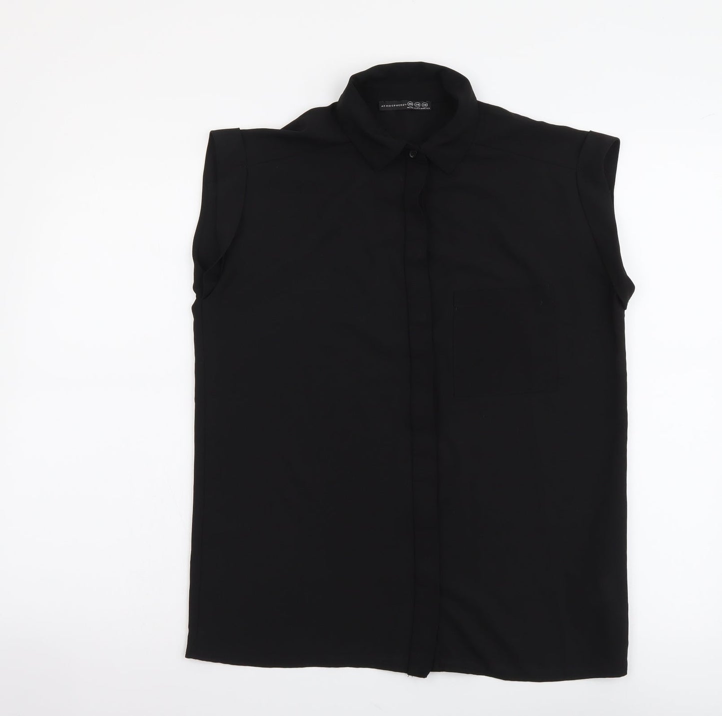 Womens UK Size 10 Atmosphere Black Basic Button-Up