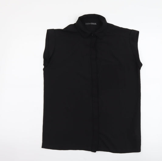 Womens UK Size 10 Atmosphere Black Basic Button-Up
