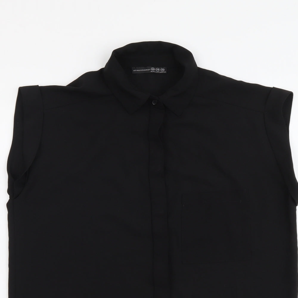 Womens UK Size 10 Atmosphere Black Basic Button-Up
