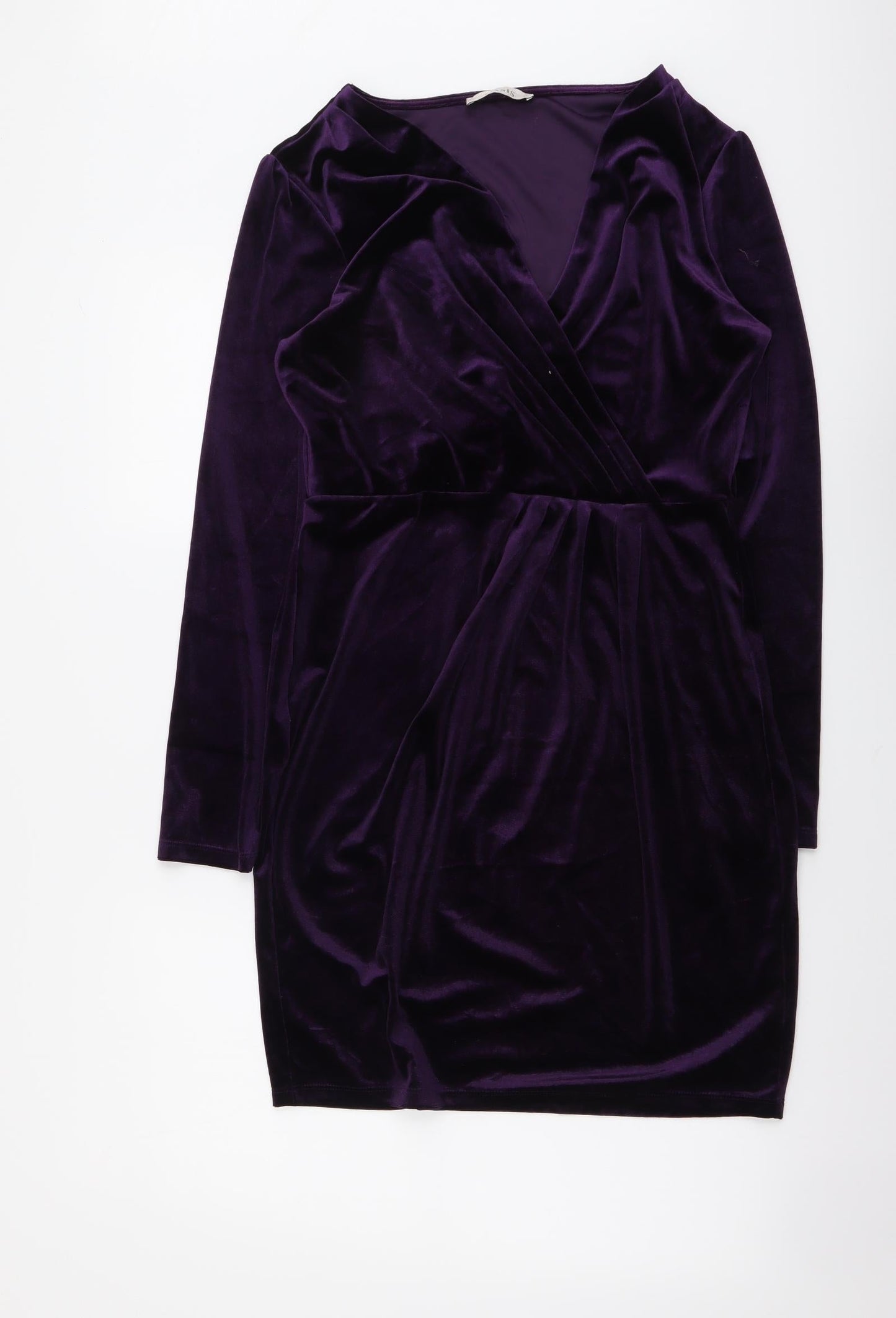 Oasis Womens Purple Polyester Bodycon Size M V-Neck Pullover