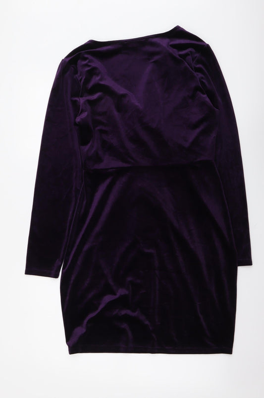 Oasis Womens Purple Polyester Bodycon Size M V-Neck Pullover