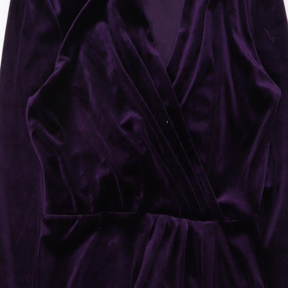 Oasis Womens Purple Polyester Bodycon Size M V-Neck Pullover