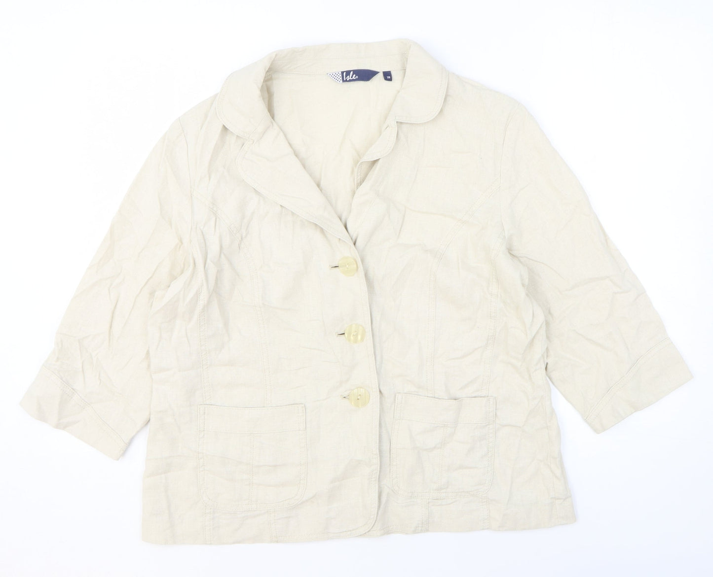 Edinburgh Wool Mill Womens Beige Jacket Size 18 Button