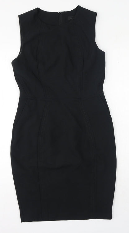 New Look Womens Black Polyester A-Line Size 10 Round Neck Zip