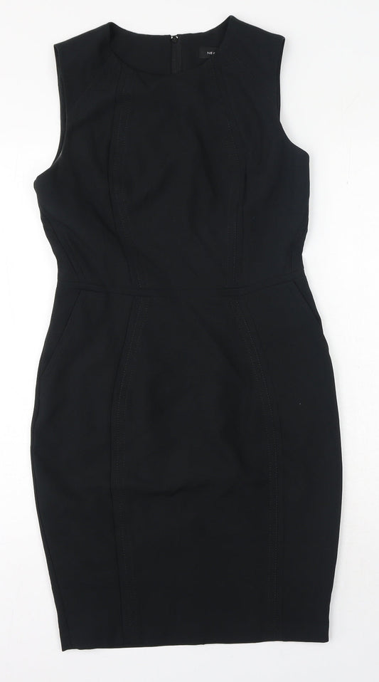 New Look Womens Black Polyester A-Line Size 10 Round Neck Zip