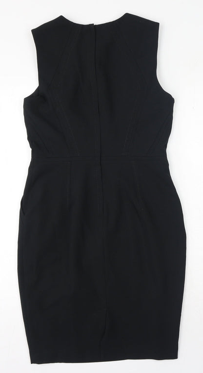 New Look Womens Black Polyester A-Line Size 10 Round Neck Zip