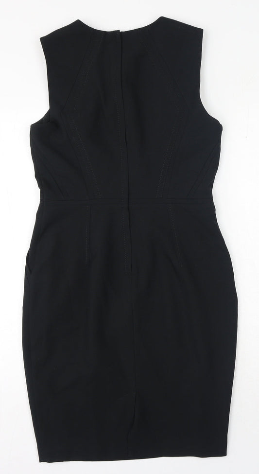 New Look Womens Black Polyester A-Line Size 10 Round Neck Zip