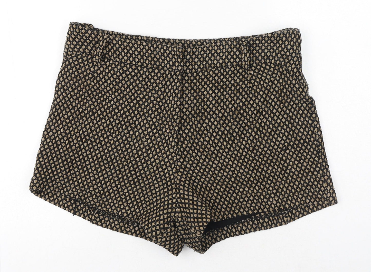 Boohoo Womens Beige Geometric Polyester Chino Shorts Size 14 L12.5 in Regular Zip