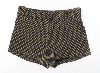 Boohoo Womens Beige Geometric Polyester Chino Shorts Size 14 L12.5 in Regular Zip