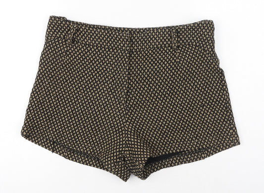 Boohoo Womens Beige Geometric Polyester Chino Shorts Size 14 L12.5 in Regular Zip