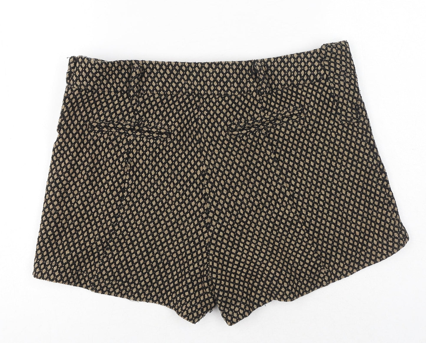 Boohoo Womens Beige Geometric Polyester Chino Shorts Size 14 L12.5 in Regular Zip