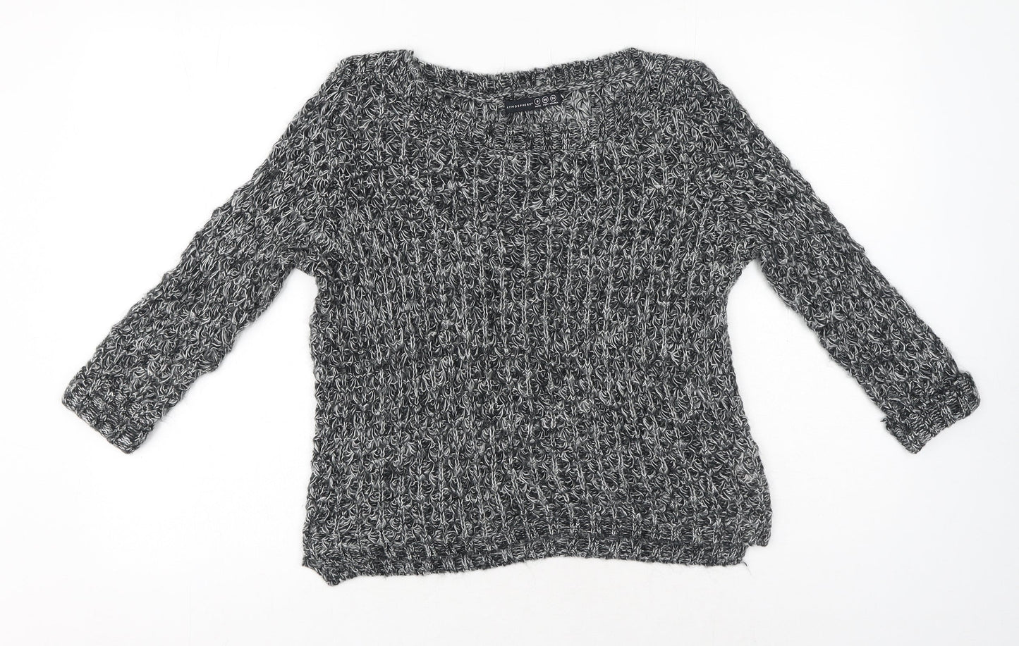 Primark Womens Black Crew Neck Acrylic Pullover Jumper Size 8