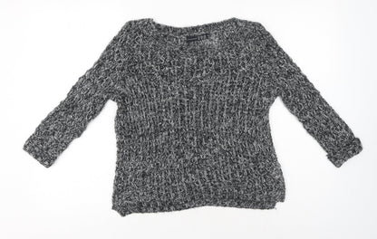 Primark Womens Black Crew Neck Acrylic Pullover Jumper Size 8