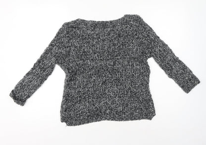 Primark Womens Black Crew Neck Acrylic Pullover Jumper Size 8