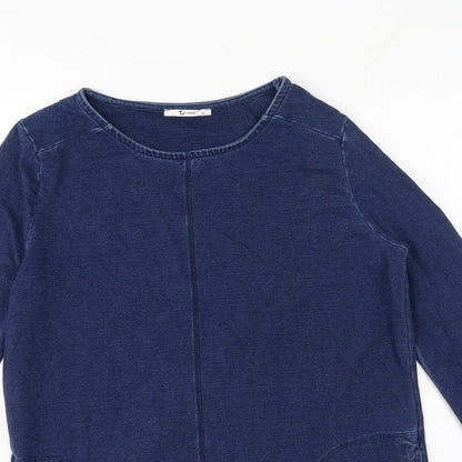 TU Womens Blue Cotton T-Shirt Dress Size 10 Crew Neck Pullover