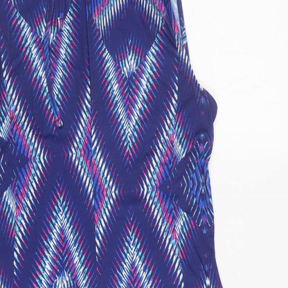 Kaleidoscope Womens Blue Geometric Polyester Skater Dress Size 14 Halter Tie