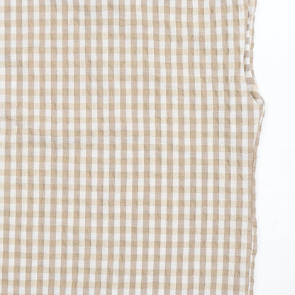 Enjoy Womens Brown Check Viscose Basic Button-Up Size S Collared