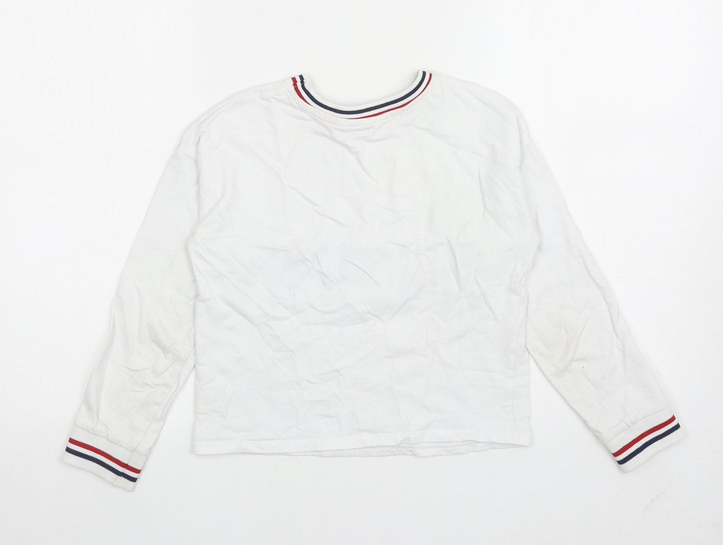 George Girls White Cotton Pullover Sweatshirt Size 9-10 Years Pullover - Happy