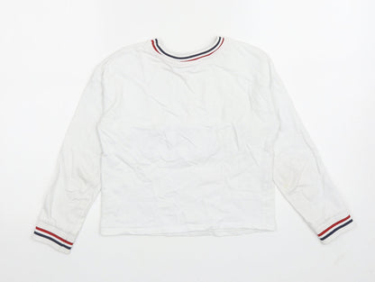 George Girls White Cotton Pullover Sweatshirt Size 9-10 Years Pullover - Happy