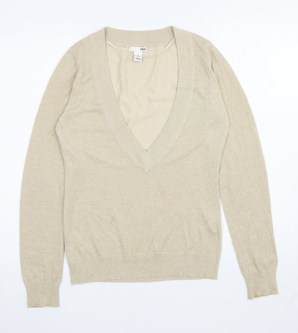 Womens UK Size S H&M Gold Pullover Jumper