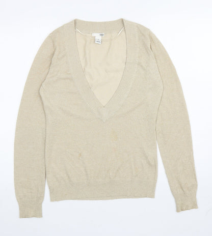 Womens UK Size S H&M Gold Pullover Jumper