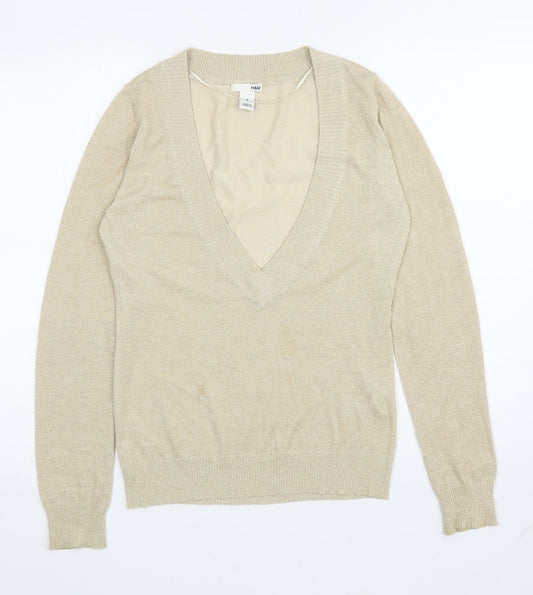 Womens UK Size S H&M Gold Pullover Jumper
